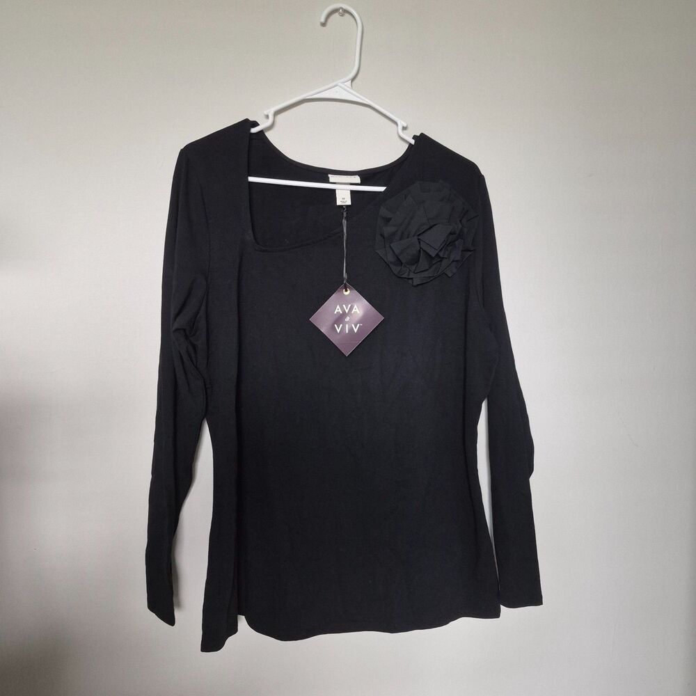 Womens Long Sleeve Asymmetrical Rosette Top